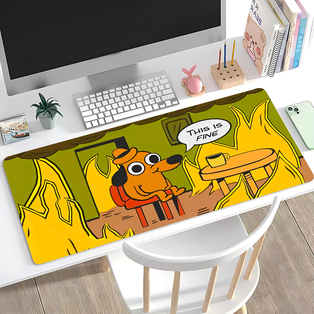 Esports Gaming Desk - This Is Fine Dog Dachshund Mousepad