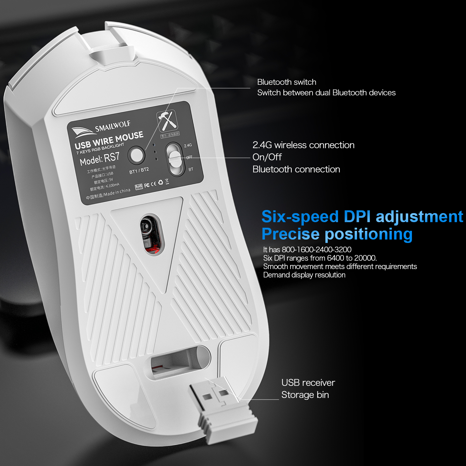 SMAILWOLF RS7 Bluetooth wirele - مراجعة Esports Gaming Mouse Wireless وسعره