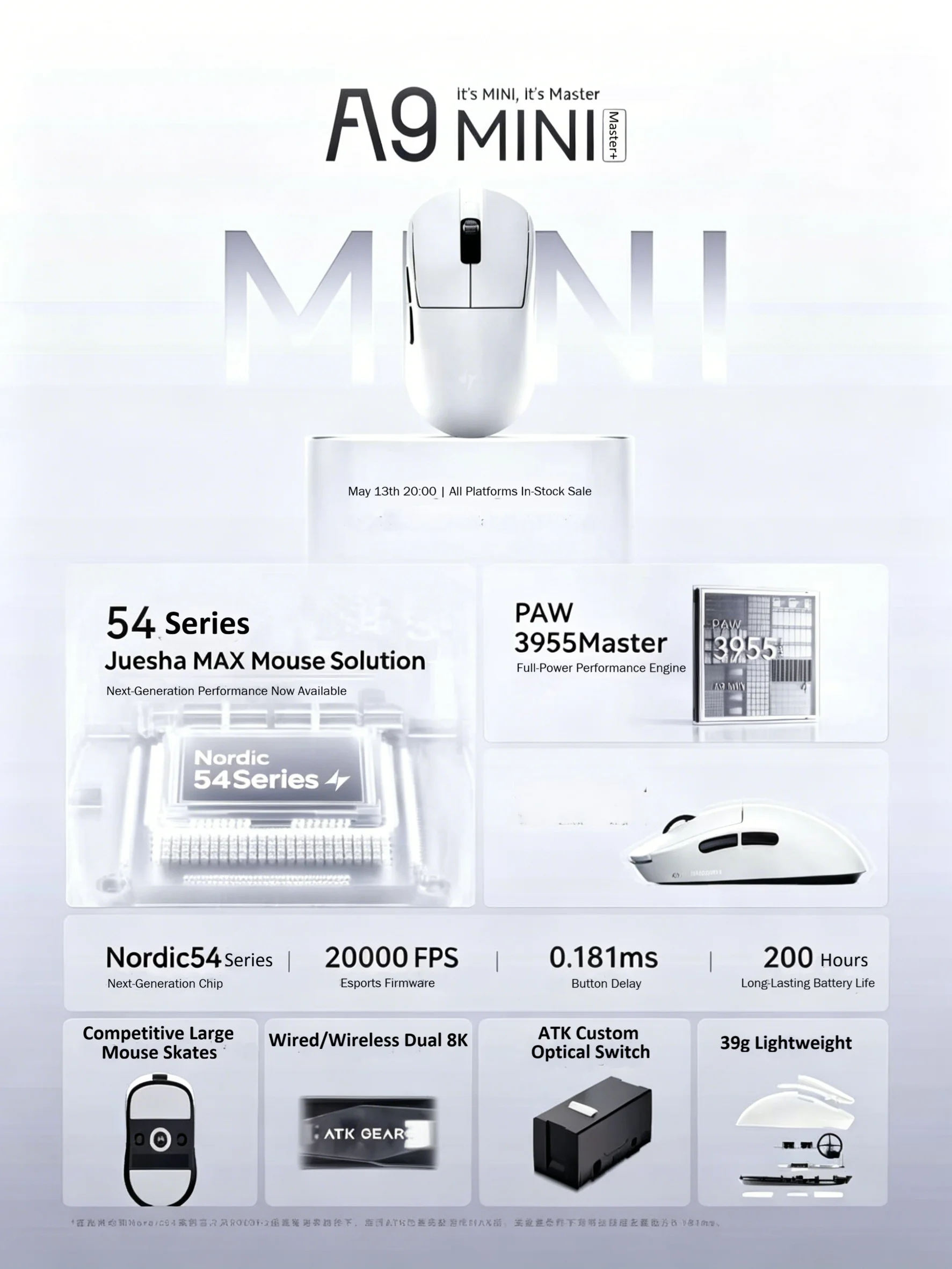 ATK A9 Mini Master Plus PAW395 - مراجعة Esports Gaming Mouse Wireless وسعره
